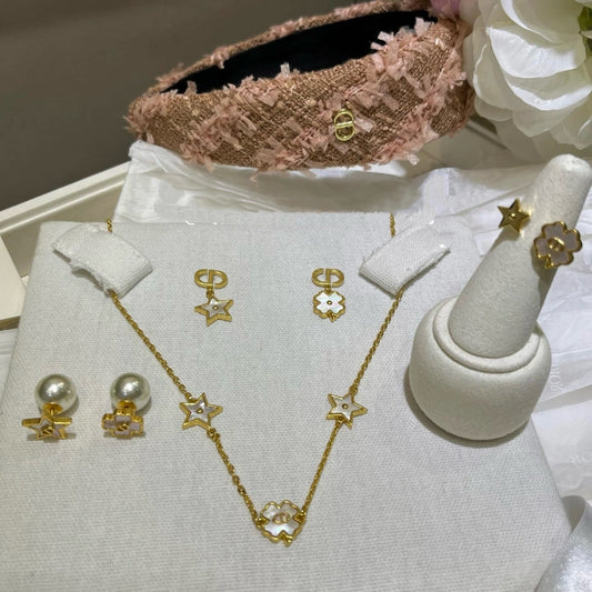 Dior Star Flower Necklace Earrings