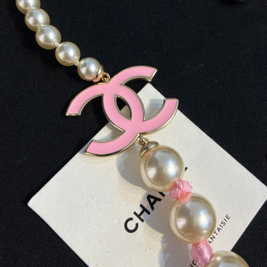 Chanel Pink Pearl Necklace