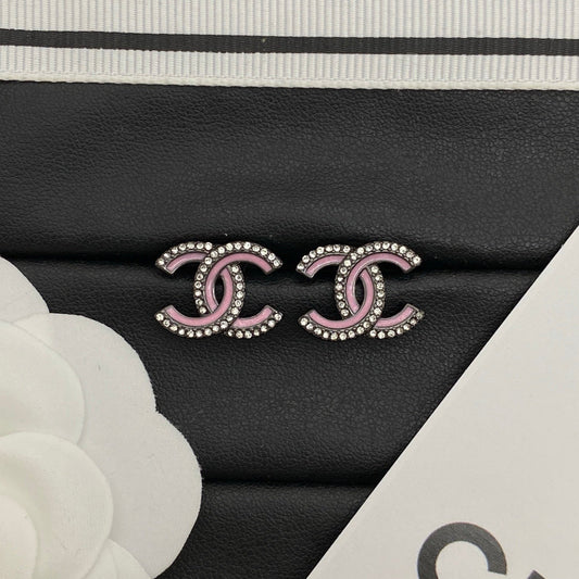 Chanel Black Pink Earrings