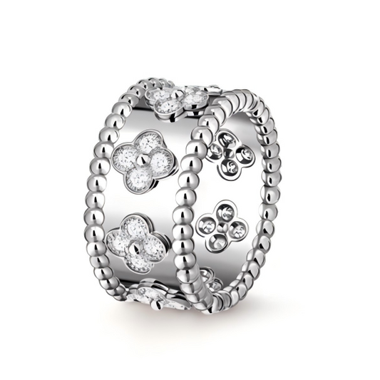 VCA Perlée clovers ring, small model, adjustable opening