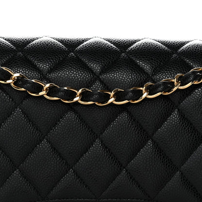 Caviar Quilted Jumbo Double Flap Black