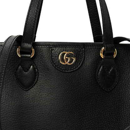 Textured Dollar Calfskin Small Ophidia Shoulder Tote Bag Black