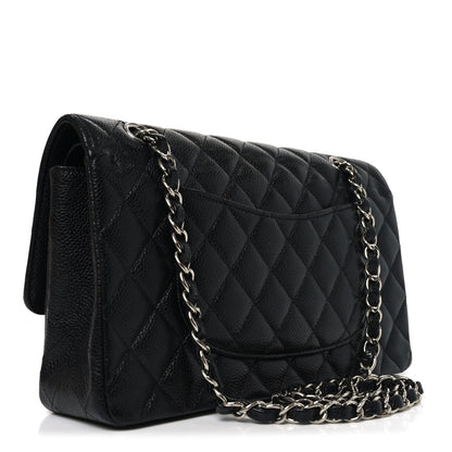Caviar Quilted Medium Double Flap Black
