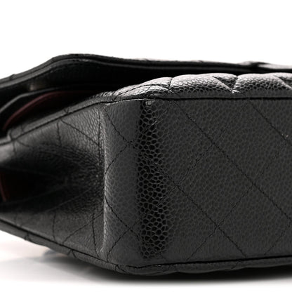 Caviar Quilted Medium Double Flap Black