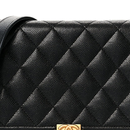 Caviar Quilted Boy Wallet On Chain WOC Black