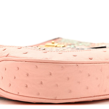 Snakeskin Ostrich Calfskin Small Jackie 1961 Hobo Pink Multicolor