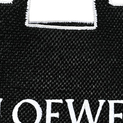 Raffia Large Paula's Ibiza Logo Tote Black White
