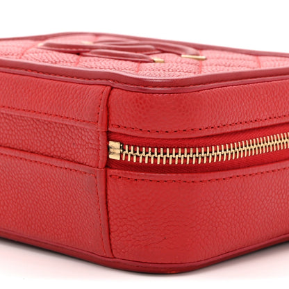 Caviar Quilted Small CC Filigree Vanity Case Red