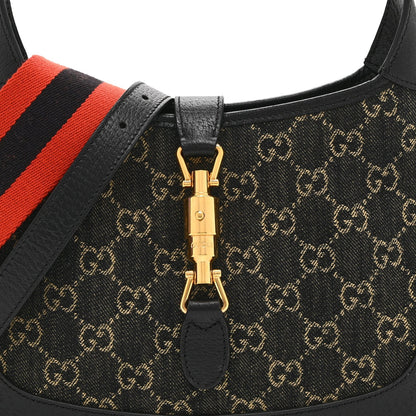 Jacquard Denim GG Monogram Small Jackie 1961 Hobo Black Ivory