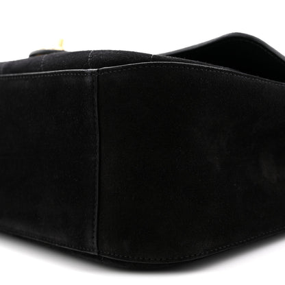 Suede Calfskin Small Souplissimo Maxi Flap Black