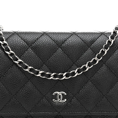 Caviar Quilted Wallet on Chain WOC Black