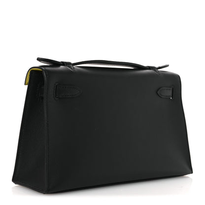 Swift Horseshoe Kelly Pochette Clutch Black Lime