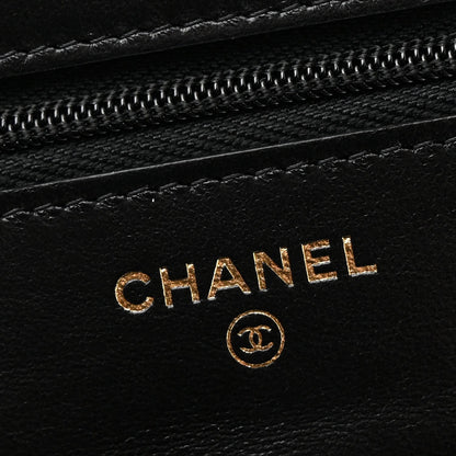 Lambskin Resin Quilted Wallet On Chain WOC Black