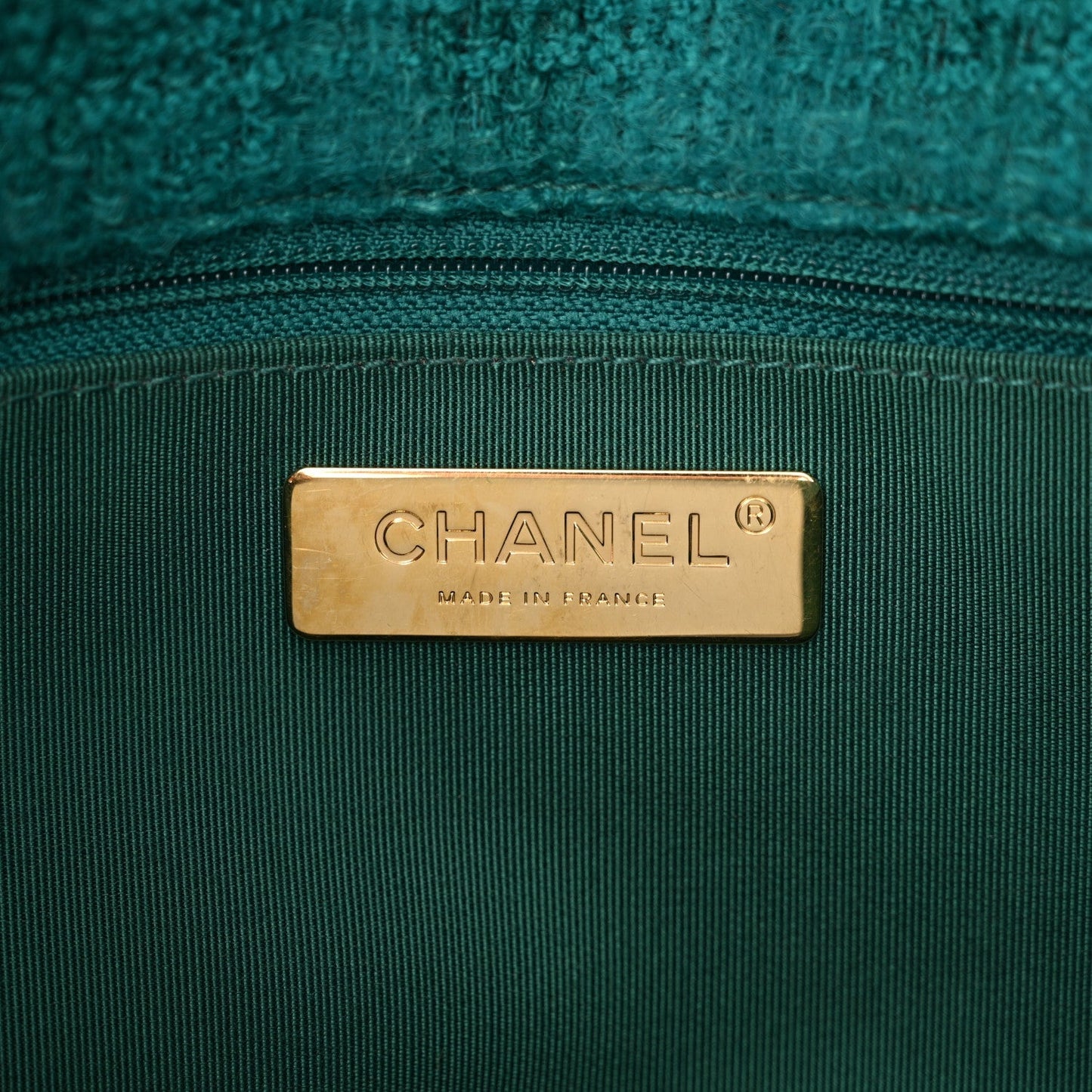 Tweed Quilted Large Chanel 19 Flap Green