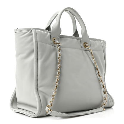 Calfskin Small Deauville Tote Light Grey