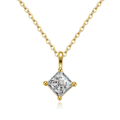 1 Carat Square Necklace 925 Sterling Silver Moissanite Pendant Necklace