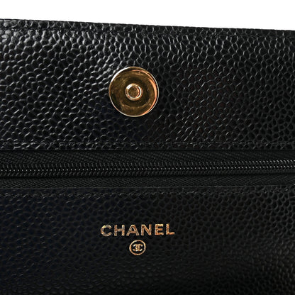 Caviar Quilted Wallet on Chain WOC Black