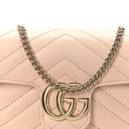 Calfskin Matelasse Super Mini GG Marmont Shoulder Bag Porcelain Rose