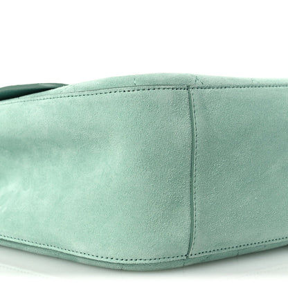 Suede Calfskin Small Souplissimo Maxi Flap Green
