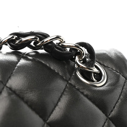 Lambskin Quilted Jumbo Double Flap Black
