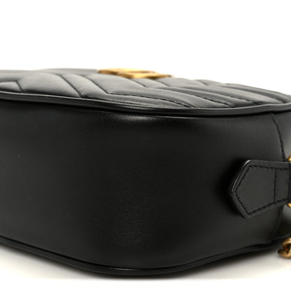 Calfskin Matelasse Mini GG Marmont Chain Shoulder Bag Black