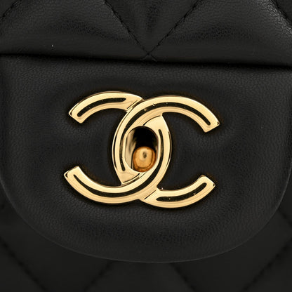 Lambskin Quilted Jumbo Double Flap Black