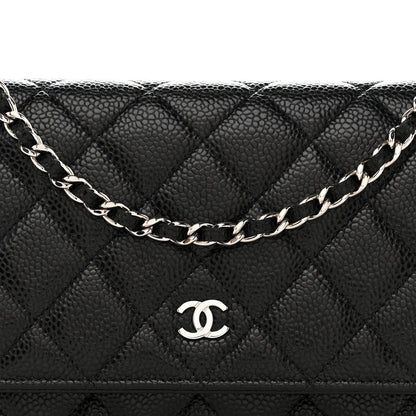 Caviar Quilted Wallet on Chain WOC Black