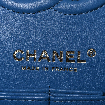 Caviar Quilted Medium Double Flap Blue