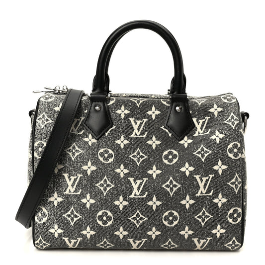 Denim Monogram Jacquard Speedy Bandouliere 25 Black