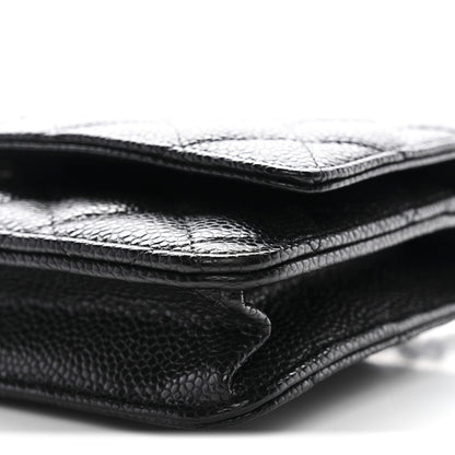 Caviar Quilted Wallet on Chain WOC Black