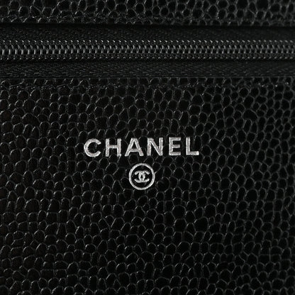 Caviar Quilted Wallet on Chain WOC Black