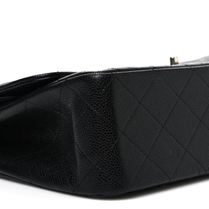 Caviar Quilted Jumbo Double Flap Black
