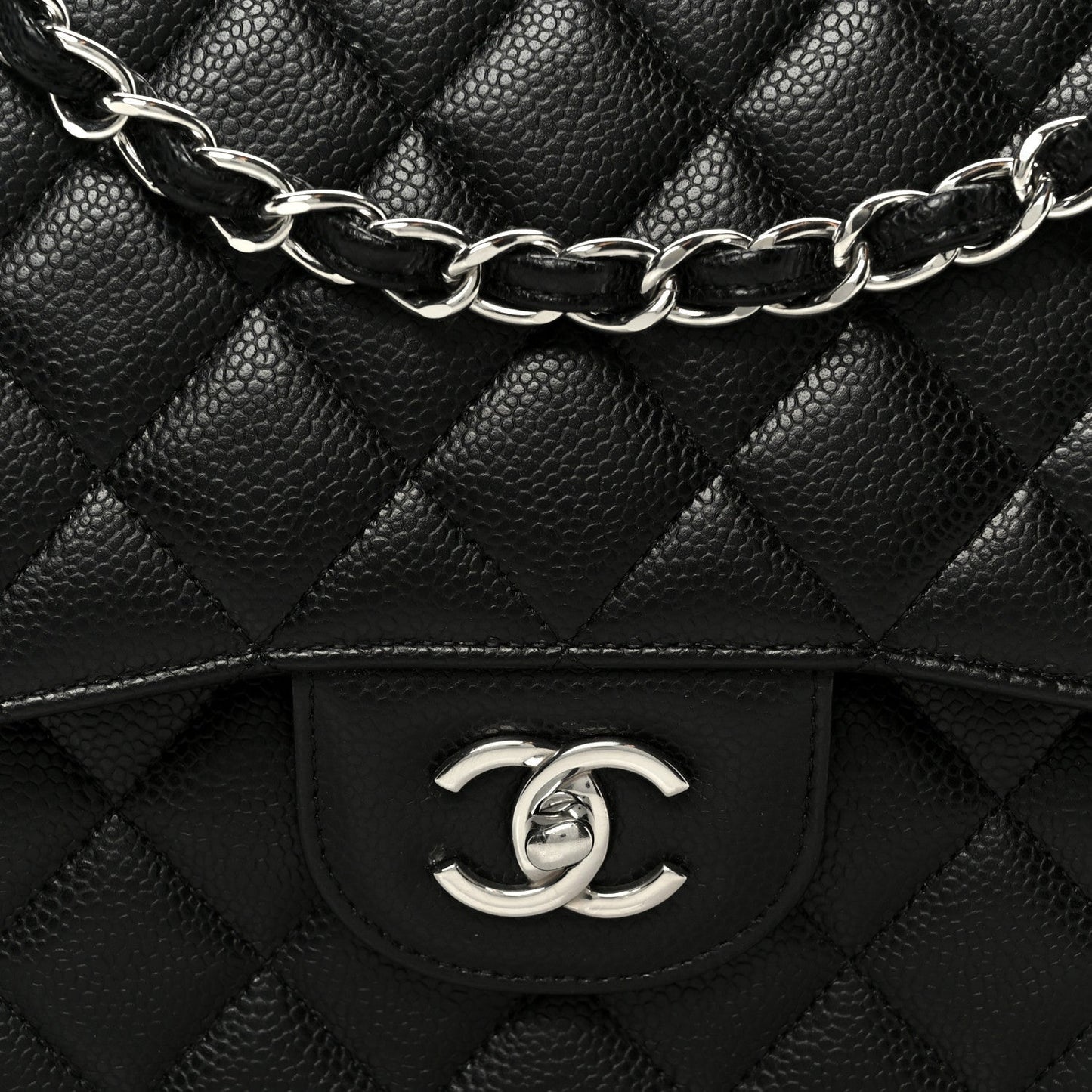 Caviar Quilted Jumbo Double Flap Black