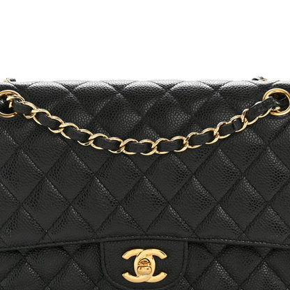 Caviar Quilted Medium Double Flap Black