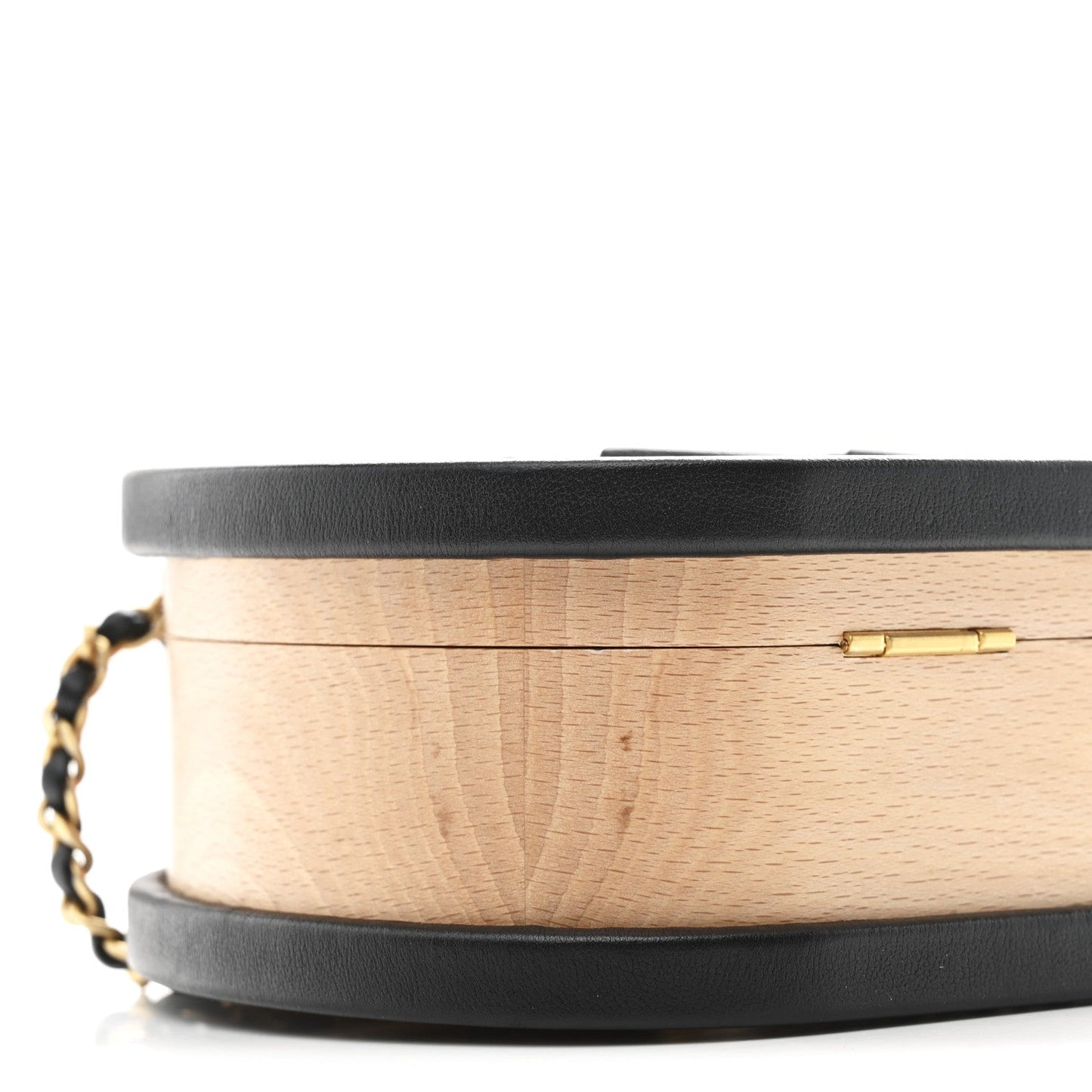 Beech Wood Lambskin Round CC Vanity Case Black