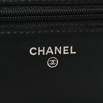 Lambskin Quilted Wallet On Chain WOC Black