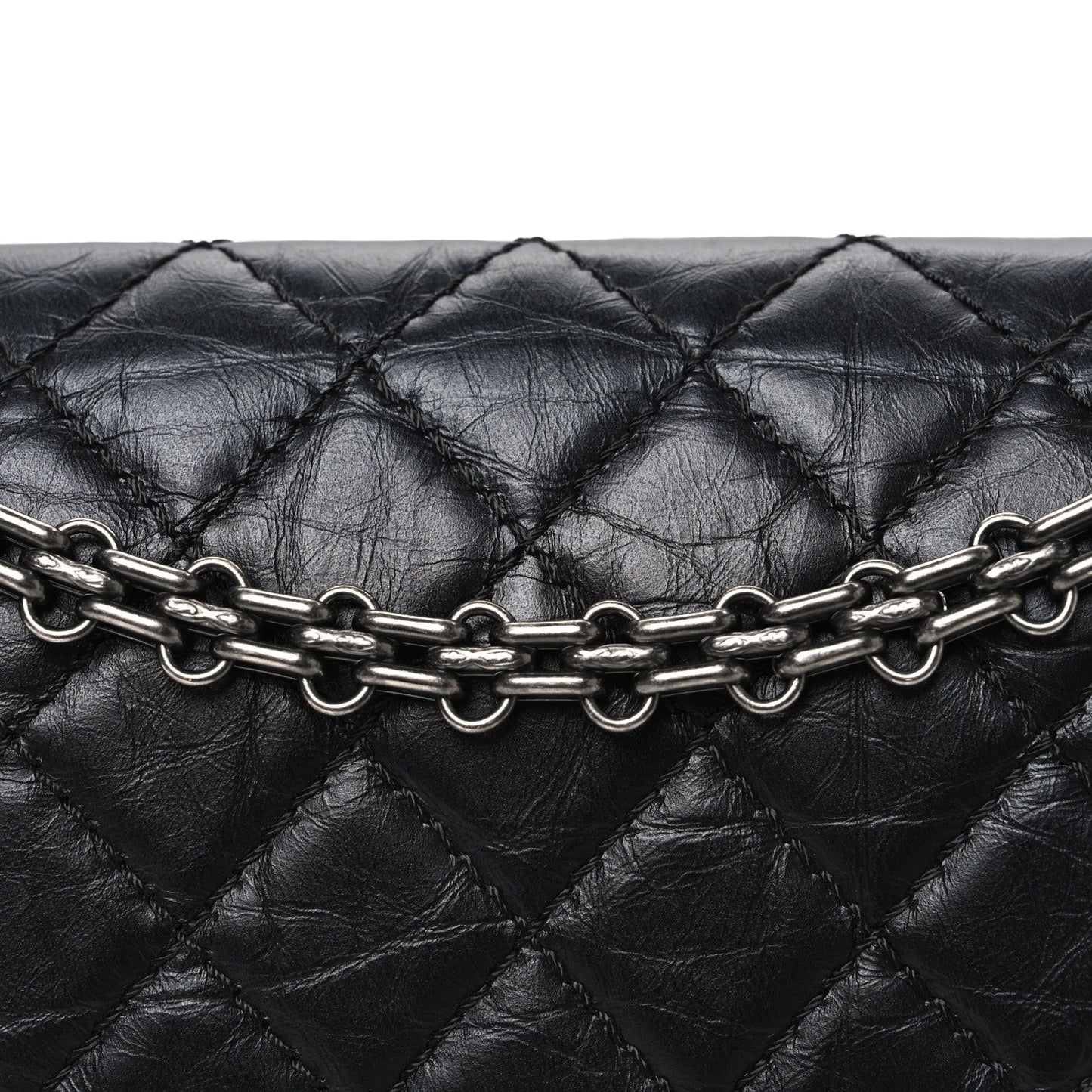 Aged Calfskin Quilted 2.55 Reissue 225 Flap Black