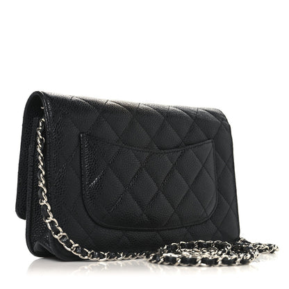 Caviar Quilted Wallet on Chain WOC Black