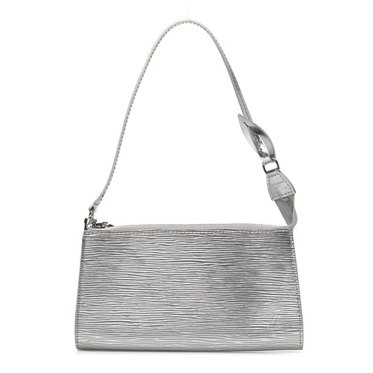 Epi Pochette Accessories Metallic Silver