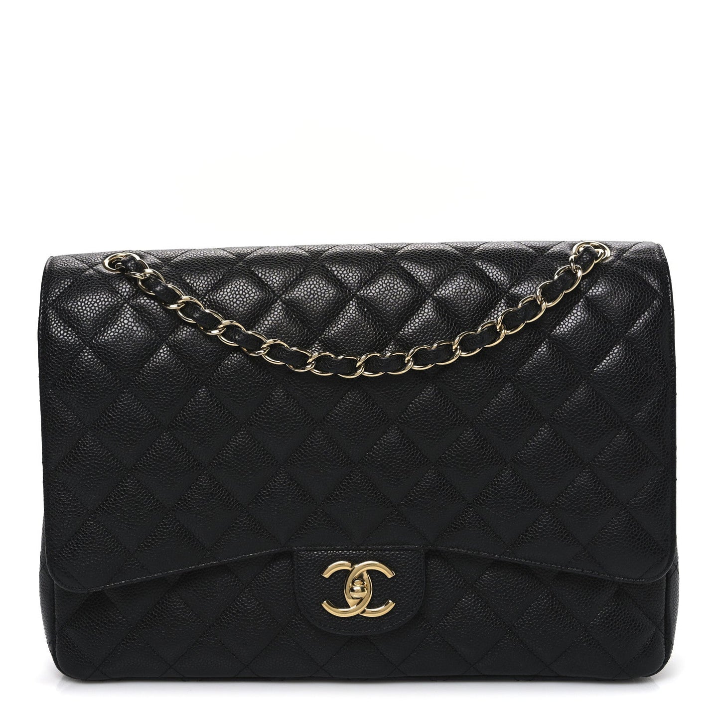 Caviar Quilted Maxi Double Flap Black