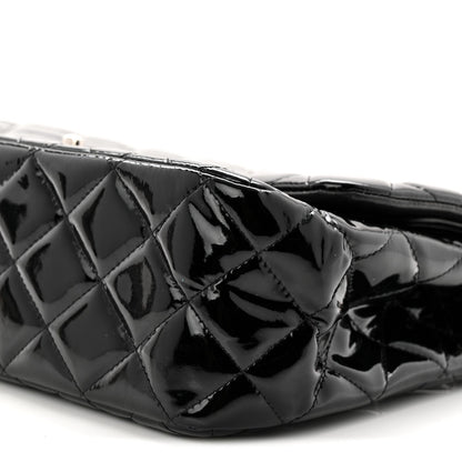 Patent Quilted Jumbo Double Flap Black