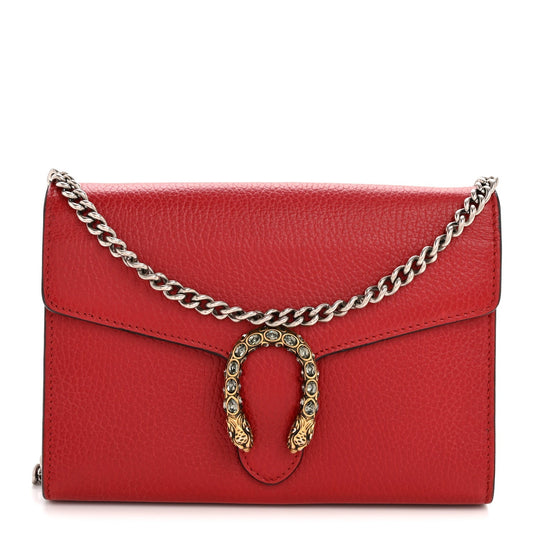 Calfskin Mini Dionysus Chain Wallet Hibiscus Red
