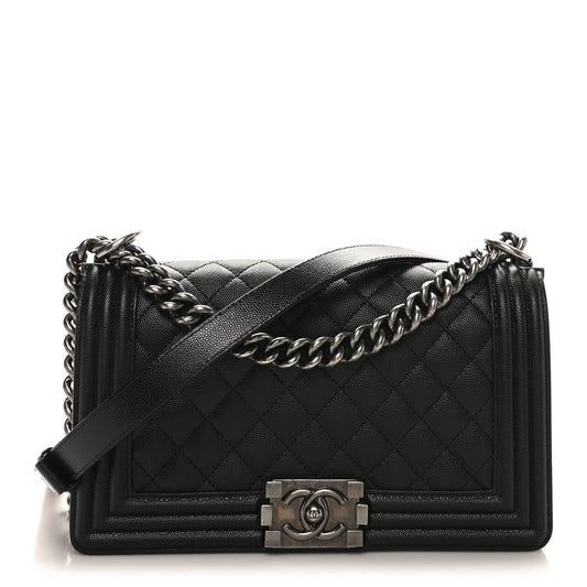 Caviar Quilted Medium Boy Flap Black