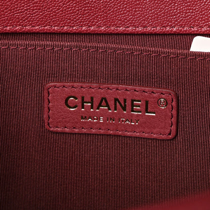 Caviar Quilted Medium Boy Flap Burgundy