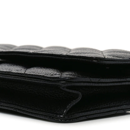 Caviar Quilted Wallet on Chain WOC Black
