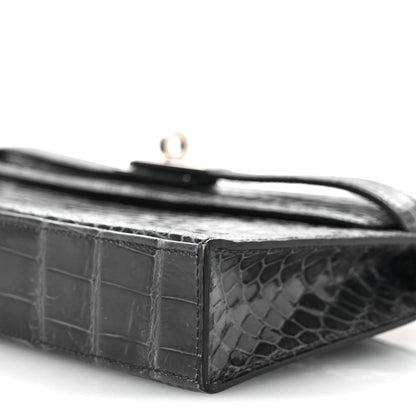 Shiny Niloticus Crocodile Kelly Elan Pochette Bleu Tempete