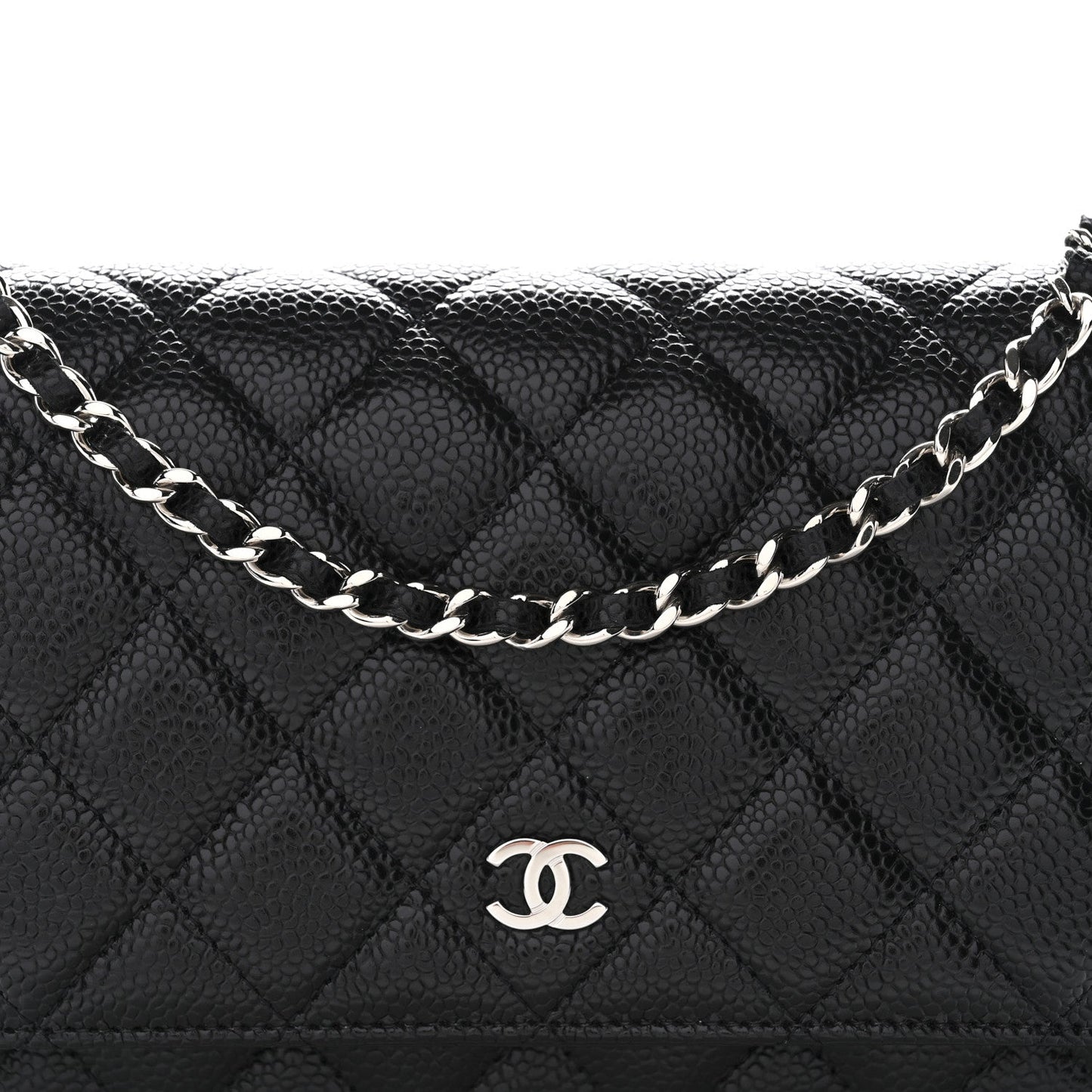Caviar Quilted Wallet on Chain WOC Black