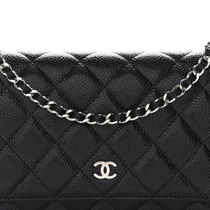 Caviar Quilted Wallet on Chain WOC Black