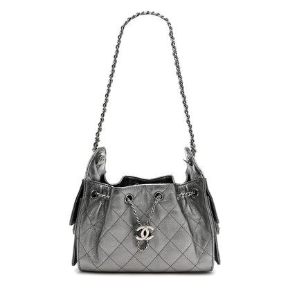 Metallic Caviar Quilted Mini Chanel 25 Handbag Anthracite