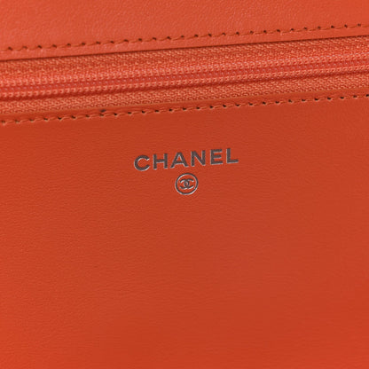 Caviar Quilted Boy Wallet On Chain WOC Orange